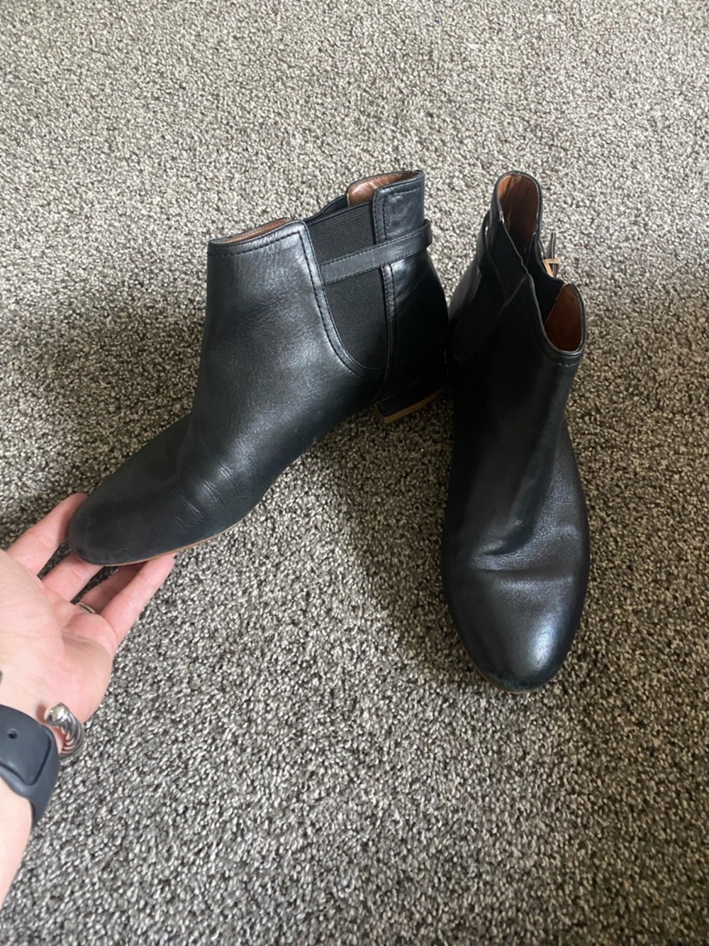 Banana Republic Black Leather Chelsea Ankle Booties